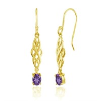 14K Gold Plated Genuine African Amethyst Earrings