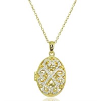 14K Gold Plated Diamond-Cut Locket Necklace