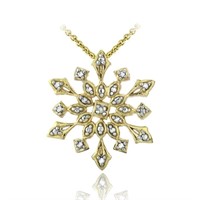 14K Gold Plated Natural Diamond Snowflake Necklace