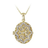 18K Gold Plated Genuine Diamond Locket Necklace