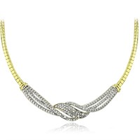 18K Gold Plated Natual Diamond Twist Necklace