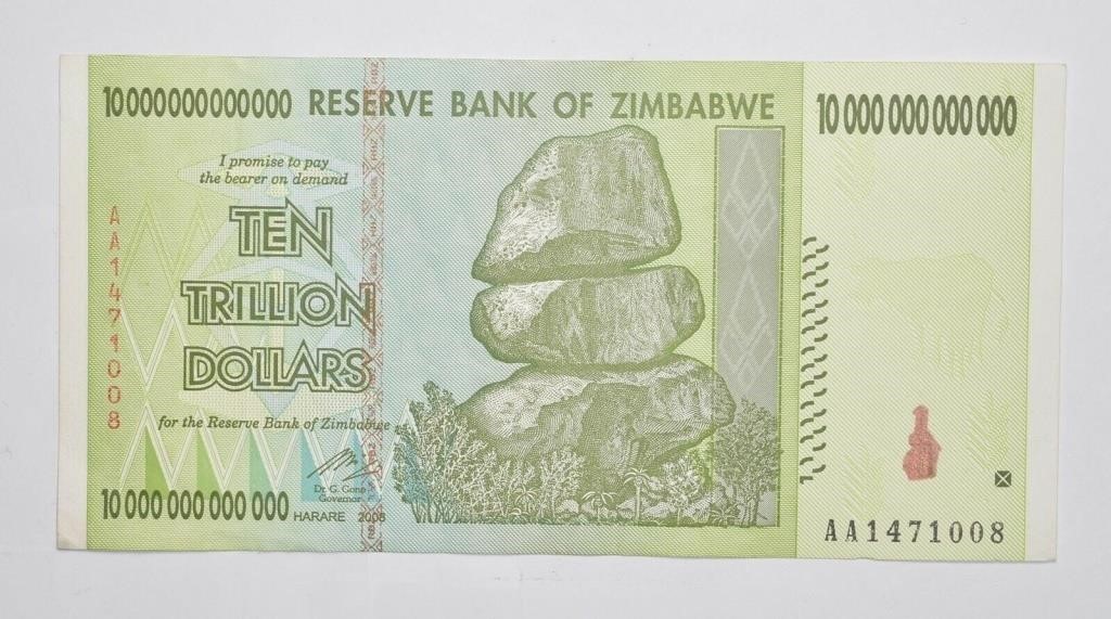RARE 2008 10 TRILLION Dollar Zimbabwe Note