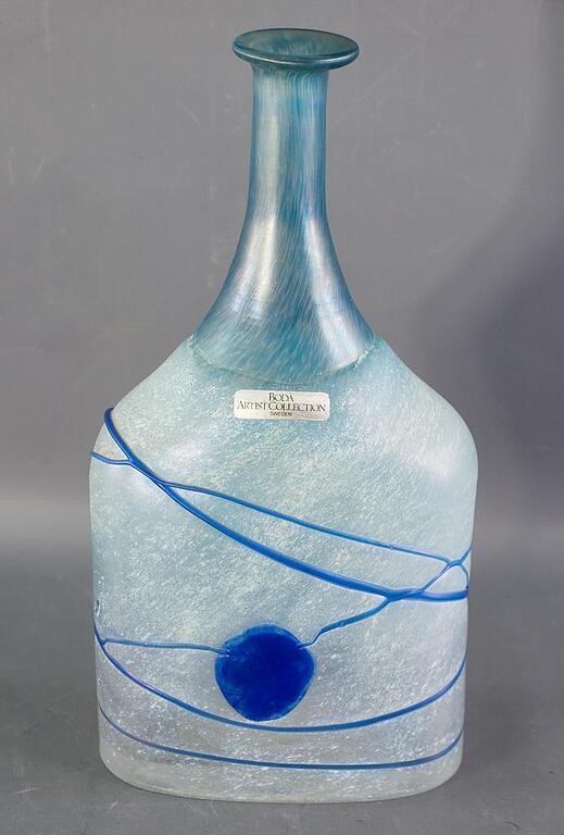Vintage Signed Kosta Boda Glass Bottle Vase