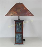 Lamp w/ Fish Fossil Style Side Panels