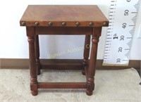 End Table w/ Leather Covered Top & Tack Accents