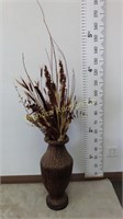 Large Wicker Vase w/ Dried Flowers & Wheat