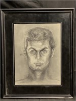 O. Chilles Charcoal Portrait On Paper. 28.5x35