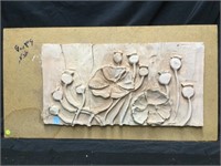 Signed 3D Relief Terra Cotta Wall Art On Board.