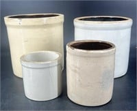 4 Small Antique Stoneware Crocks