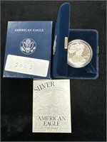 2002 W Proof American Silver Eagle in Box with COA