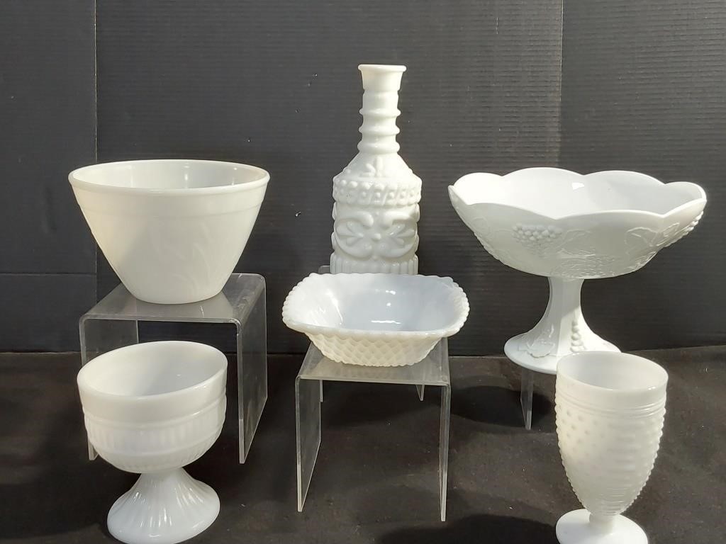 Milk Glass Display Decor