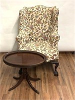 Queen Ann Wing Back Chair and Brandt Mahogony Tabl