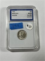 1942 MERCURY DIME (SILVER) - ISG GRADE MS-68