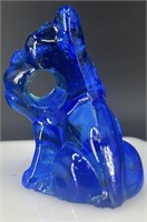 Antoque Cambridge Blue Glass Dog Pencil Holder Uv