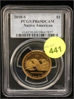 2010 S Sacagawa $1 Pcgc Pf69 Deep Cam