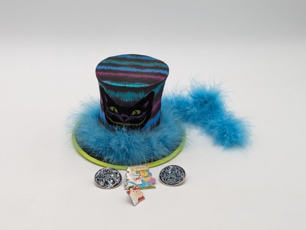 Mad Hatter Mini Hat & Alice In Wonderland Pins