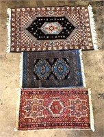 3 Different Sized Middle Eastern Style Small Rugs