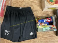 Kids size 11/12 med Adidas shorts & Nerf blaster