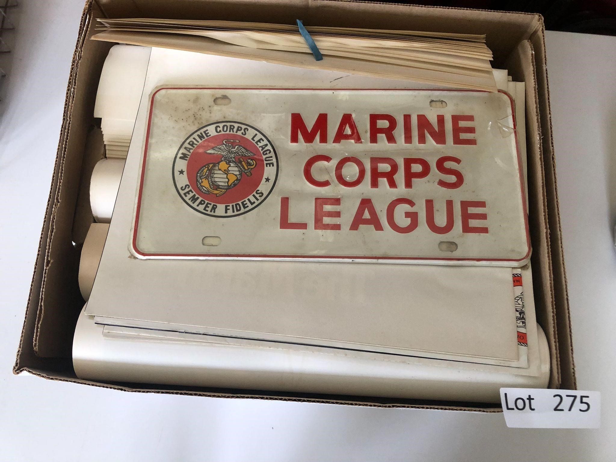 Box of U.S. Marine Items Posters Recruitment Items