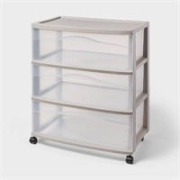 3 Drawer Wide Cart Tower Gray - Brightroom