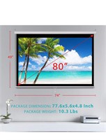VIVOHOME 80 Pull Down Projector Screen  16:9