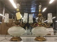 2 Candelabra lamps. Missing 1 cover. 30x16