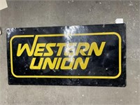 Western Union 2 sided metal sign 30 X 15 some dent