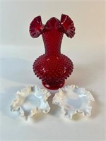 Fenton Glass Hobnail Ruffled Vase and more