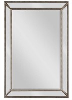 Rectangular Mirror With Beaded Frame And Antique