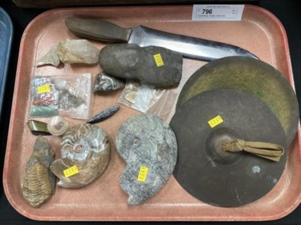 Carved Stones, Cymbals, Crafted Knife