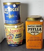 TIN LOT LOWNEY CANDIES PSYLLA LACTOGEN TIN