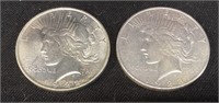 (2) 1922p & 1928-S SILVER PEACE DOLLARS