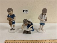 3 B&G Denmark Porcelain Figures As Shown