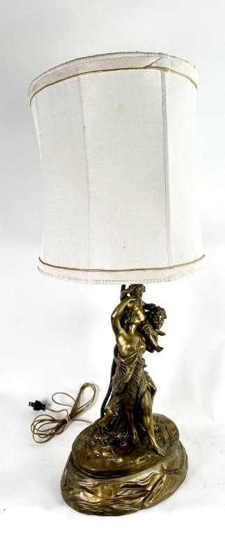 Early 1900 Bronze Figures Lamp