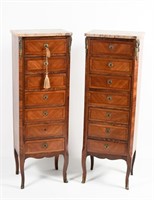 PR. FRENCH MARBLE TOP 7-DRAWER CHIFFONIERES