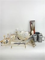 13 Silver Plated and Pewter Household Tableware