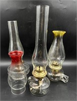 3 Oil lamps and a Shade