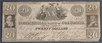 1850 $20 Commercial Bank of Columbia, So. Carolina