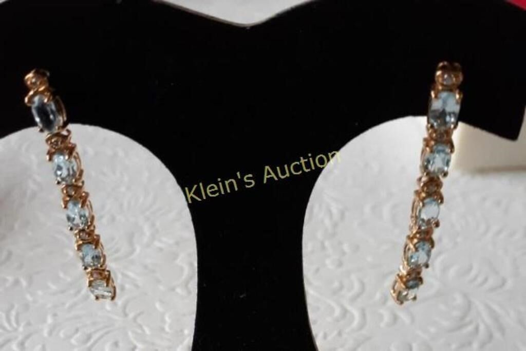Diamond & topaz Earrings 10K Gold W/ Apprasil
