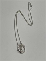 18 " 925 Silver necklace and Pendant with Clear