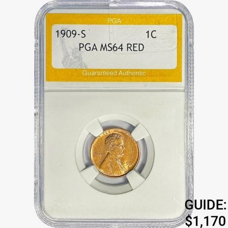 1909-S Wheat Cent PGA MS64 RED