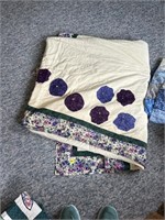 King Size Purple Pansy Basket Quilt