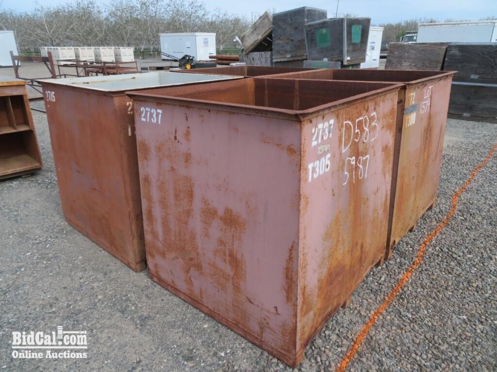 (4) Assorted 4'x4'x4' Metal Bins