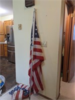 Flag Pole W/ Two American Flags