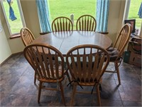 Wood Dining Table  & Six Chairs