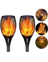 New Solar Lights Outdoor, 2 Pack Torches Flame