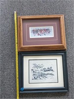 Three Wall Hangings in Wooden Frame One