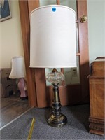 Large decorative brass and crystal lamp