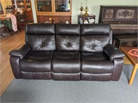 Leather reclining 3 seat sofa 7ft x 40in x 3ft