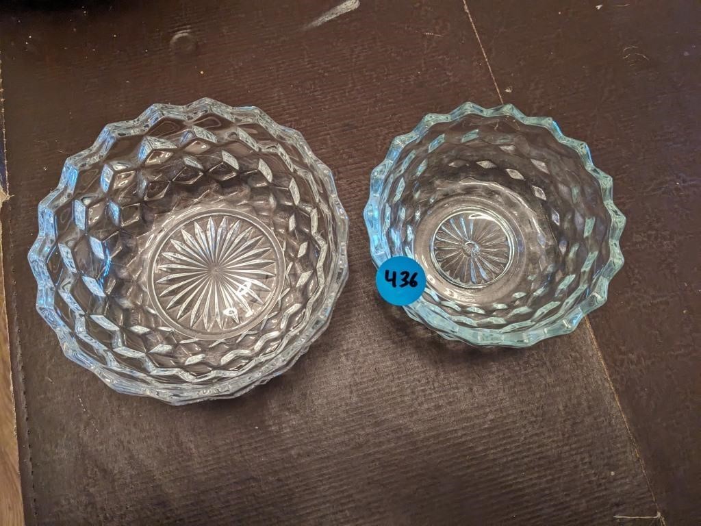 2 crystal-like serving bowls